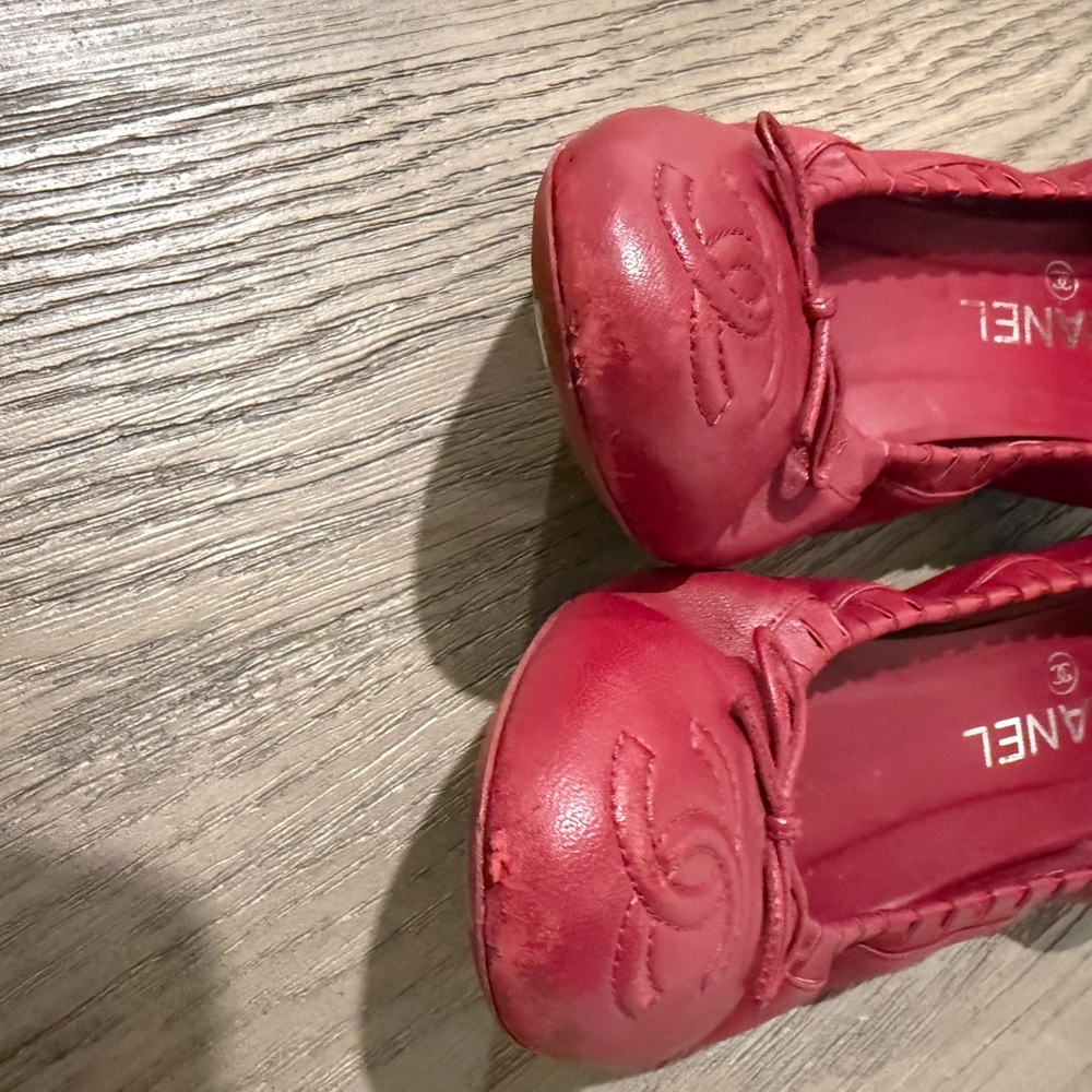 CHANEL Red Leather ballet flats - Picture 5 of 5